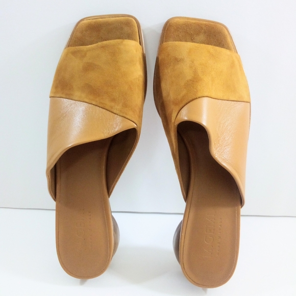 M.Gemi Ilaria Women 8.5 US 39 EU Open Toe Brown Leather Italian Mule Heels - Picture 6 of 9